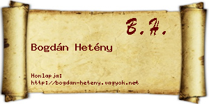 Bogdán Hetény névjegykártya